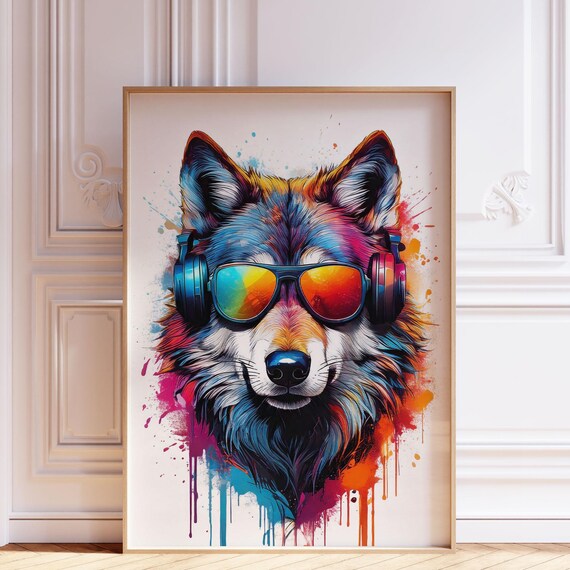 Wolf Graffiti Wall Art Gamer Room Decor Poster For Teens Prints Gift Boys