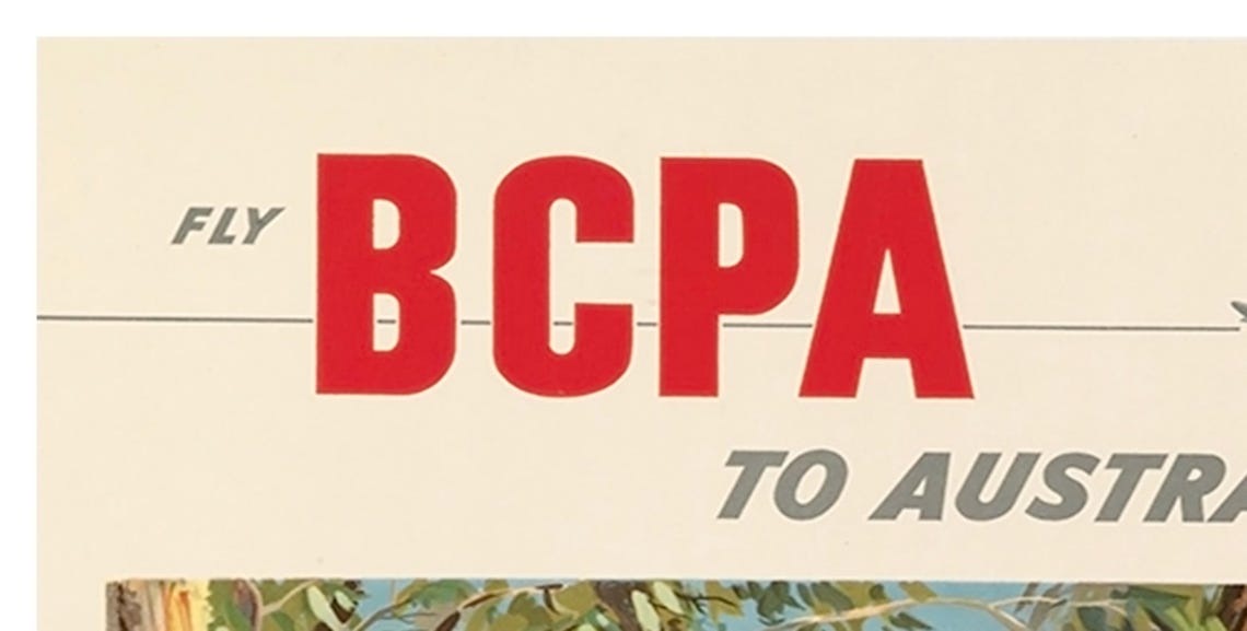 BCPA Australia Koala Bears Gum Tree Retro Airline Travel Poster - Image 2