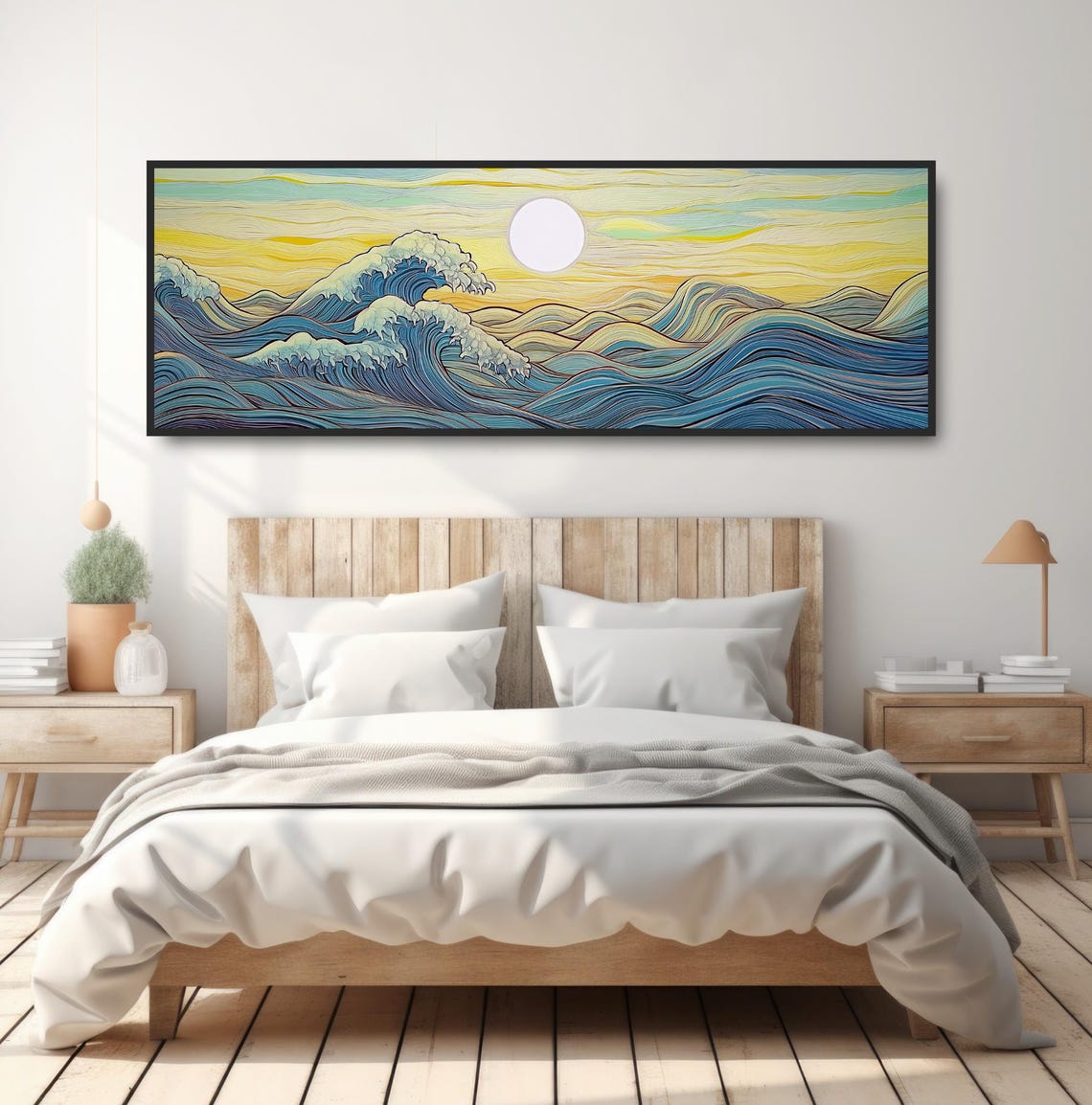 Japanese Ocean Waves Sunrise Art Golden Ukiyo E Seascape Poster - Image 4