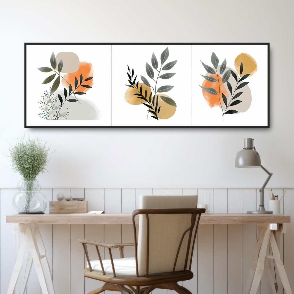 Simple Leaves Boho Mid-Century Modern Art Print - Image 2