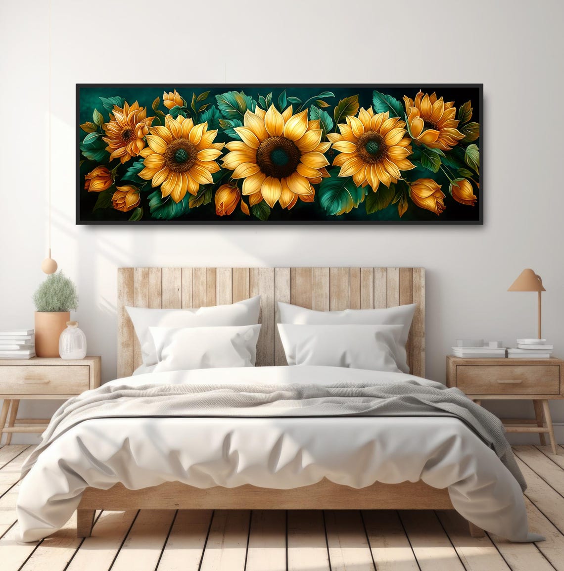 Blooming Sunflowers Painting Art Nouveau Deco Flowers Yellow Garden Illustration Country Farmhouse Home Decor Autumn Botanical Artwork - Image 4