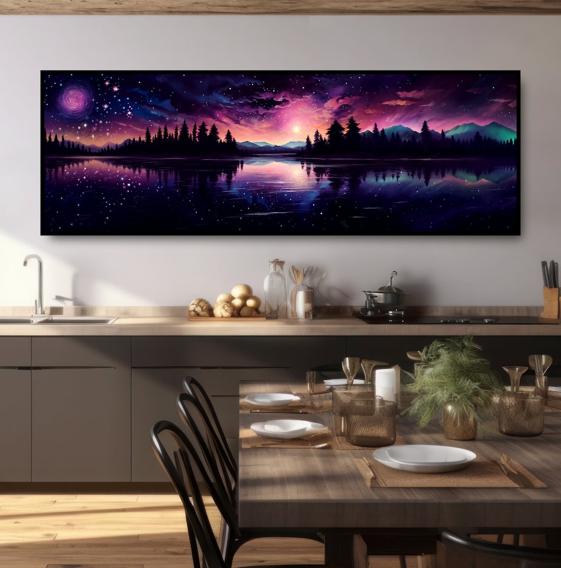 Starry Sky Fantasy Landscape Art Print, Purple Night - Image 3