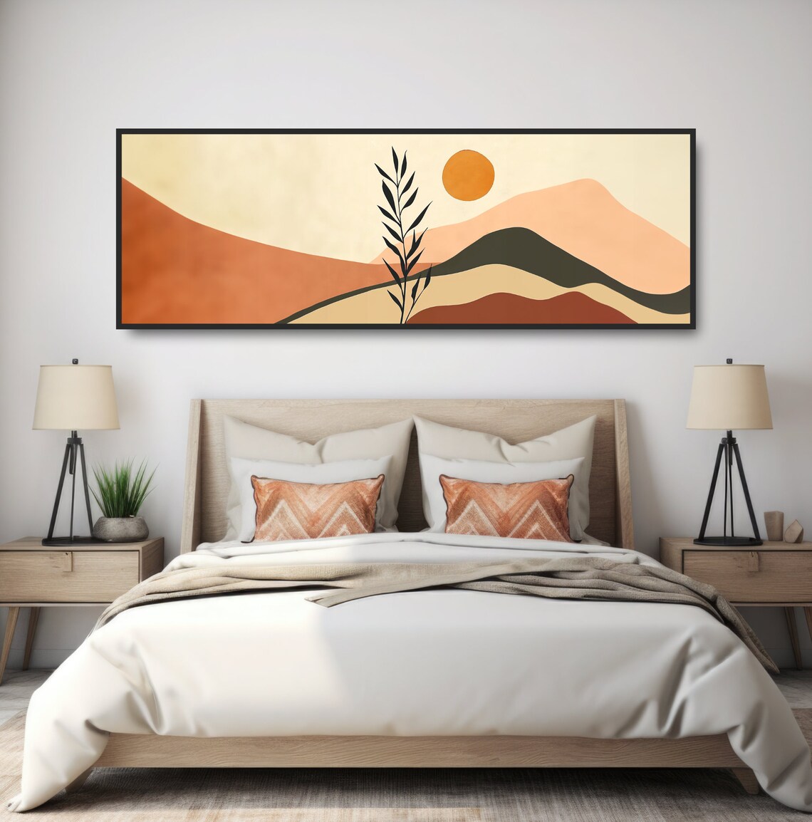 Geometric Sun Landscape, Mid-Century Boho Art Print - Image 4