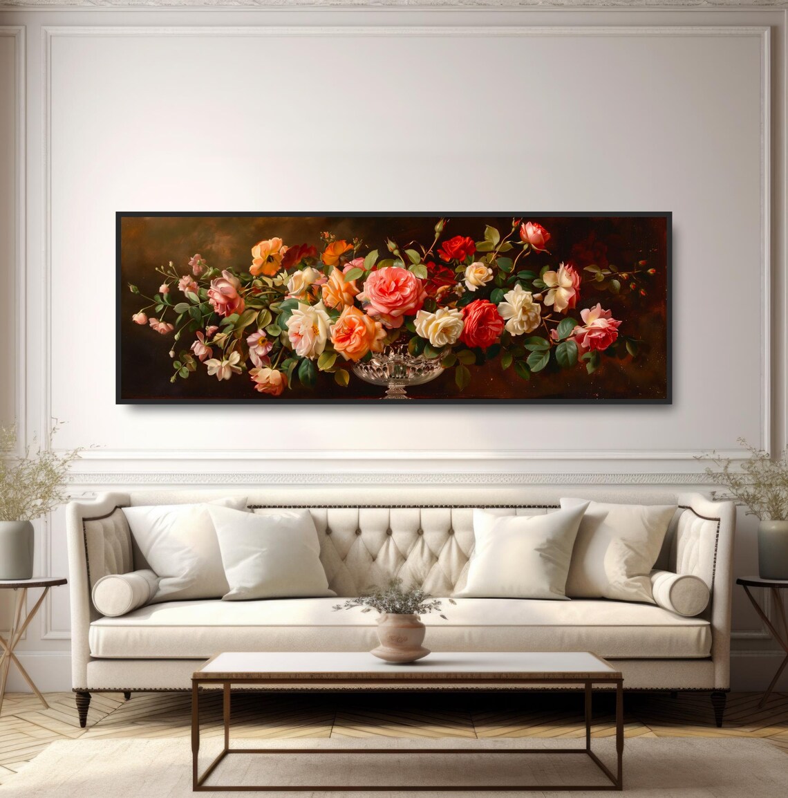 Classical Dutch Floral Still Life Roses Glass Vase Oil Painting Poster - Image 5