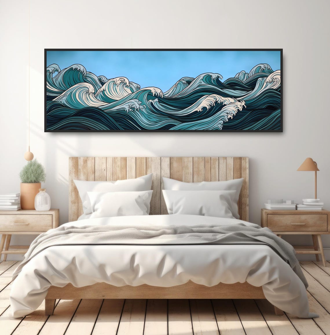 Japanese Ukiyo E Ocean Waves Teal Great Wave Style Wall Art Poster - Image 4
