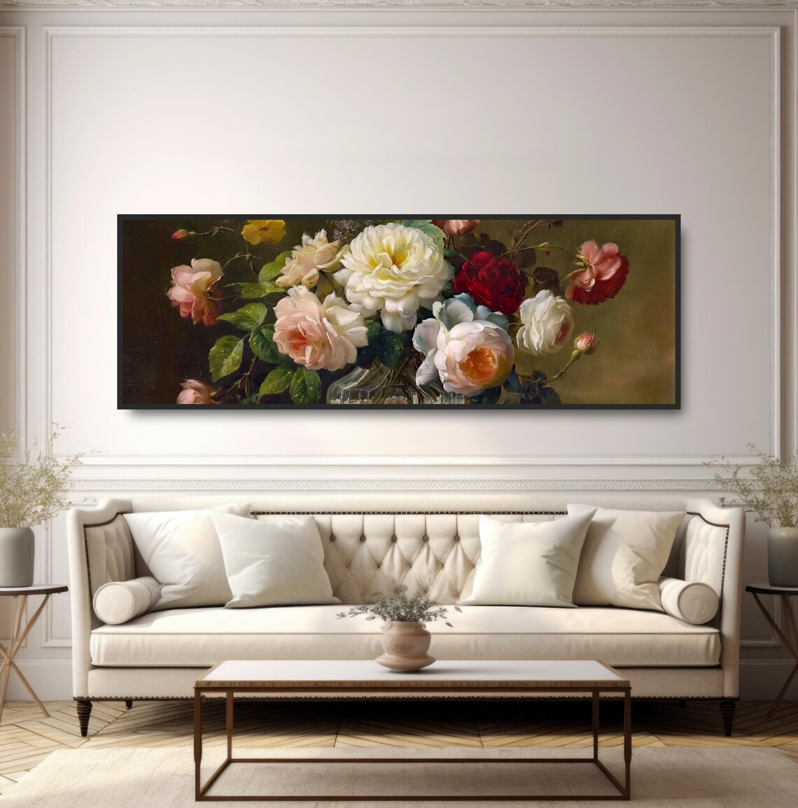 Vintage Roses Oil Painting Print Classic Floral Still Life Decor - Image 5