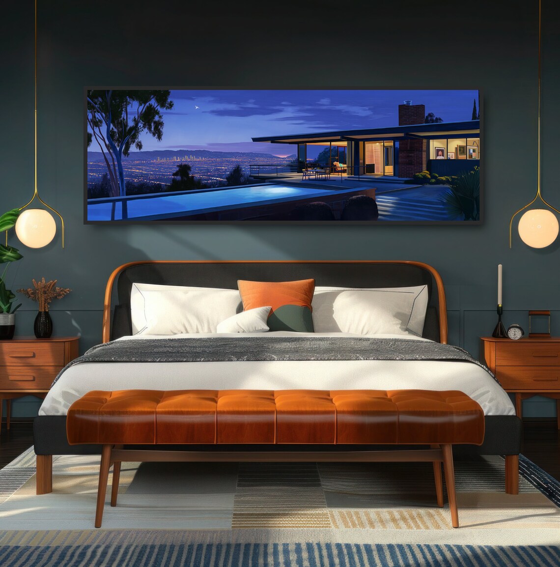 Los Angeles Night, Midcentury Modern Travel Poster - Image 4