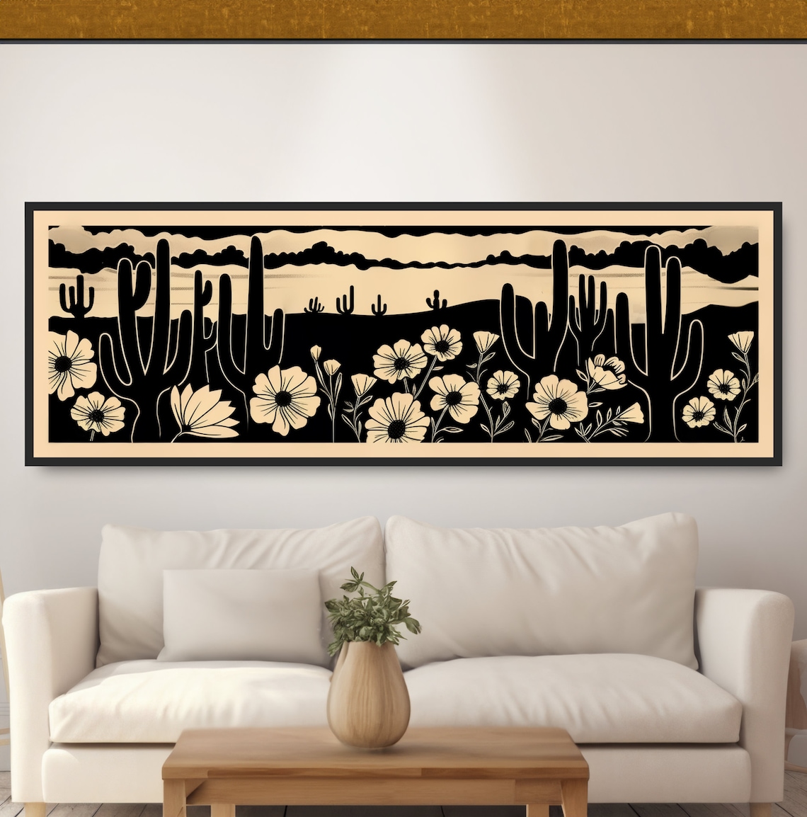 Cactus Desert Landscape, Retro Western Art Print