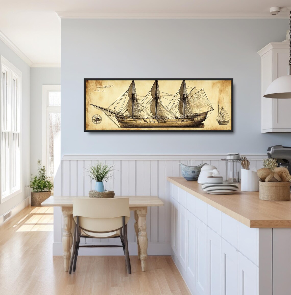Vintage Sailing Ship Drawing, Antique Naval Diagram Print - Image 3
