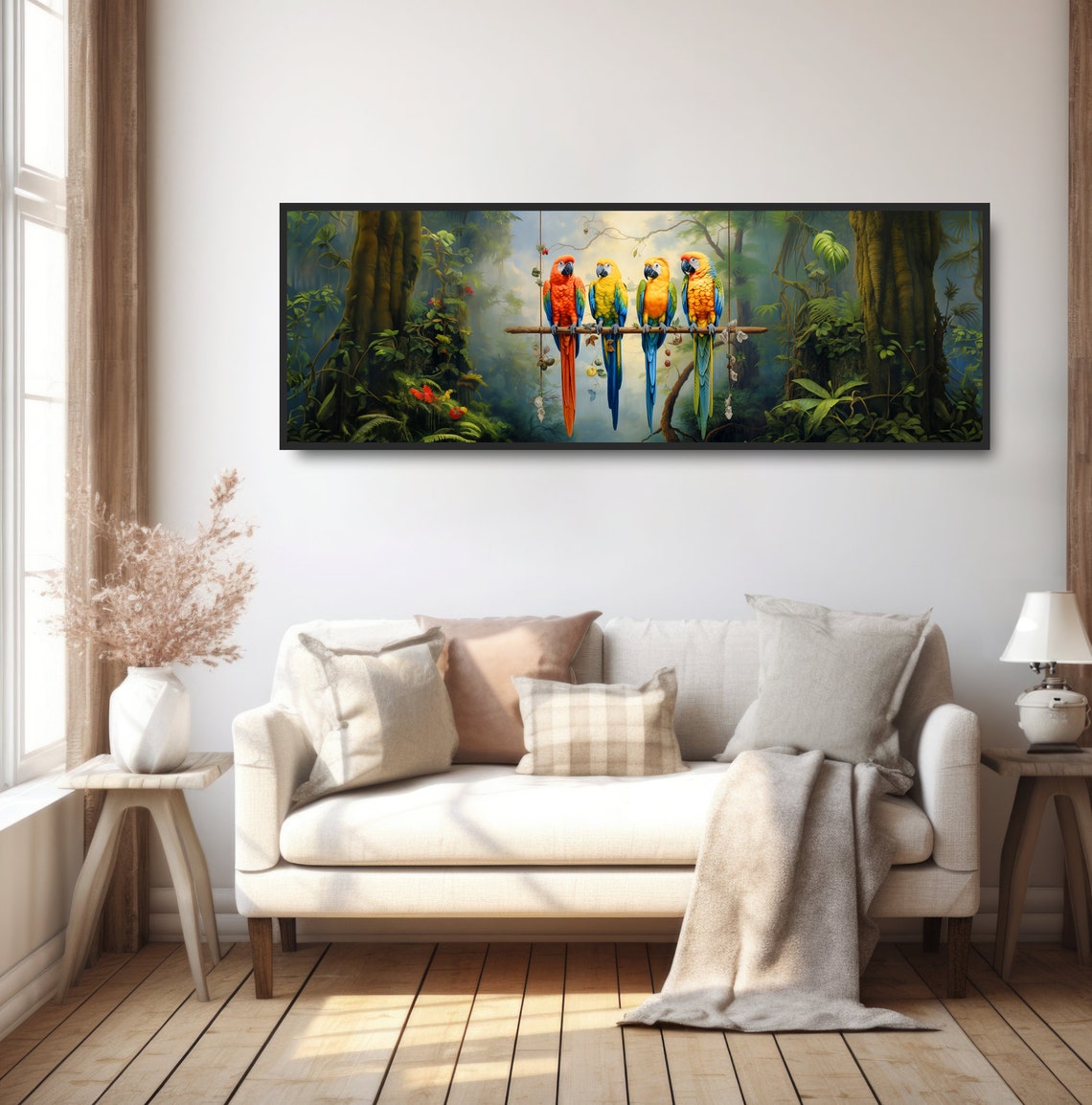 Four Colorful Macaw Parrots Jungle Perch Tropical Rainforest Poster - Image 5