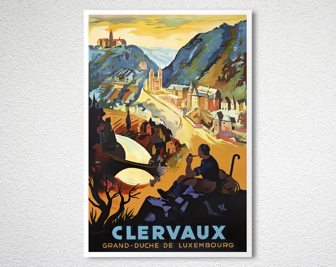 Clervaux Luxembourg Vintage Travel Poster Ardennes Valley Art - Image 2