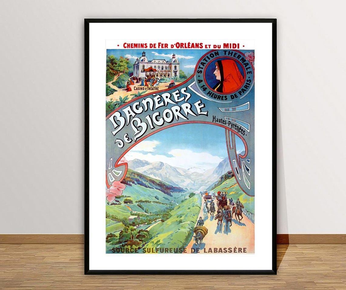 Bagneres De Bigorre Hautes Pyrenees Vintage Thermal Spa Poster - Image 2