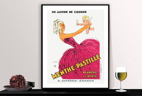 Un Amour De Liqueur Menthe Pastille Liqueur Vintage Fooddrink Poster Beverage Art Print Gift Idea Wall Decor