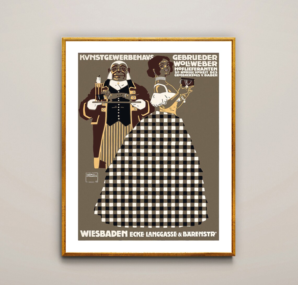 Kunstgewerbehaus Wollweber Wiesbaden Vintage Hohlwein Poster
