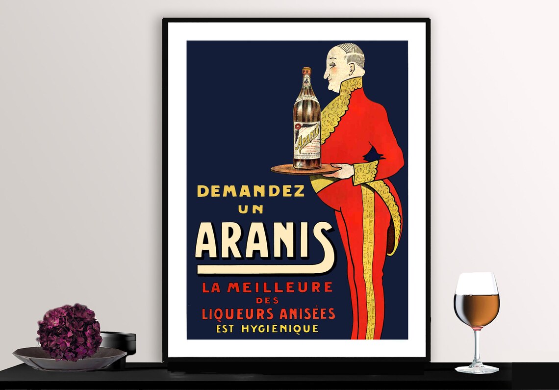 Aranis Anise Liqueur French Vintage Advertising Poster Butler Art