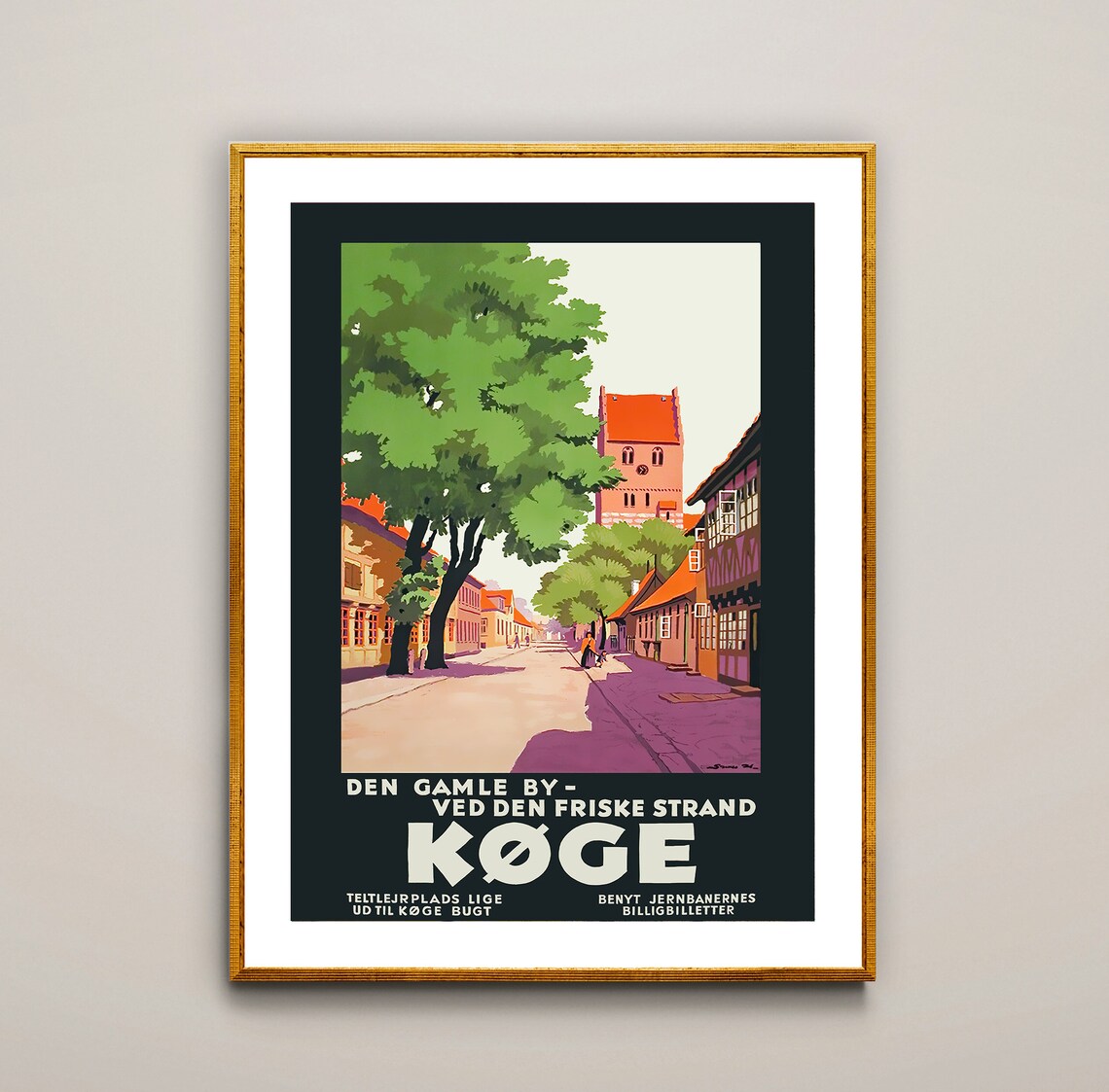 Koge Den Gamle By Historic Vintage Danish Seaside Town Poster