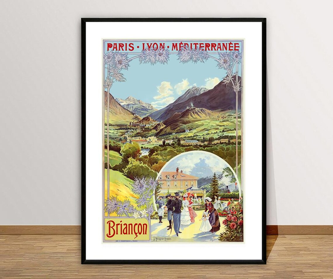 Briançon French Alps PLM Railway Mountain Vintage Travel Poster - Image 2