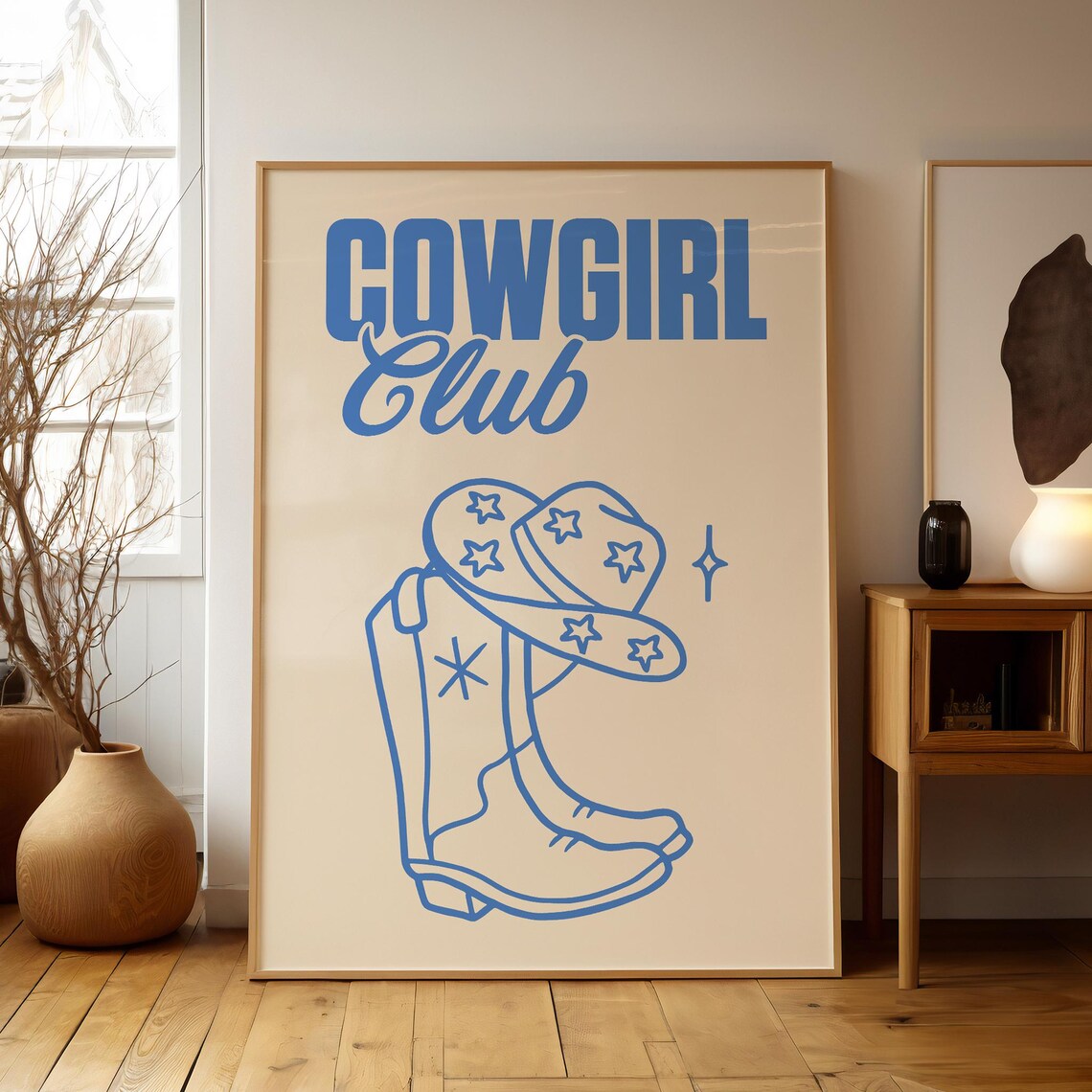 Cowgirl Club Blue Retro Western Icons Poster for Preppy Dorm Decor - Image 2