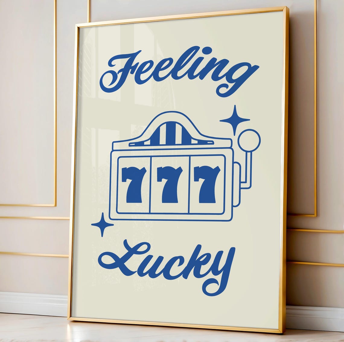Blue Lucky You 777 Lighter Doodle Poster for Retro Aesthetic Decor - Image 3