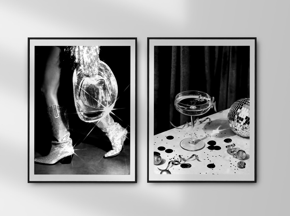 Retro Western Cowgirl Boot Art Print, Black And White - Image 3