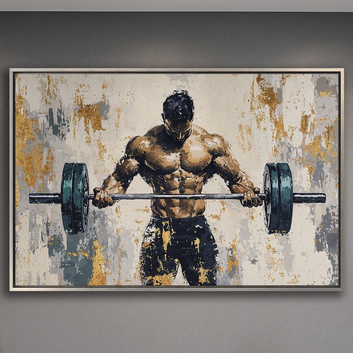 Muscular Man Lifting Weights, Fitness Wall Art Print