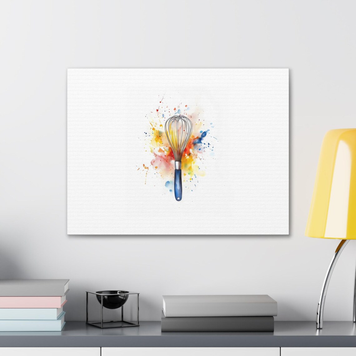 Colorful Whisk Watercolor Splash Minimalist Cooking Utensil Art Poster