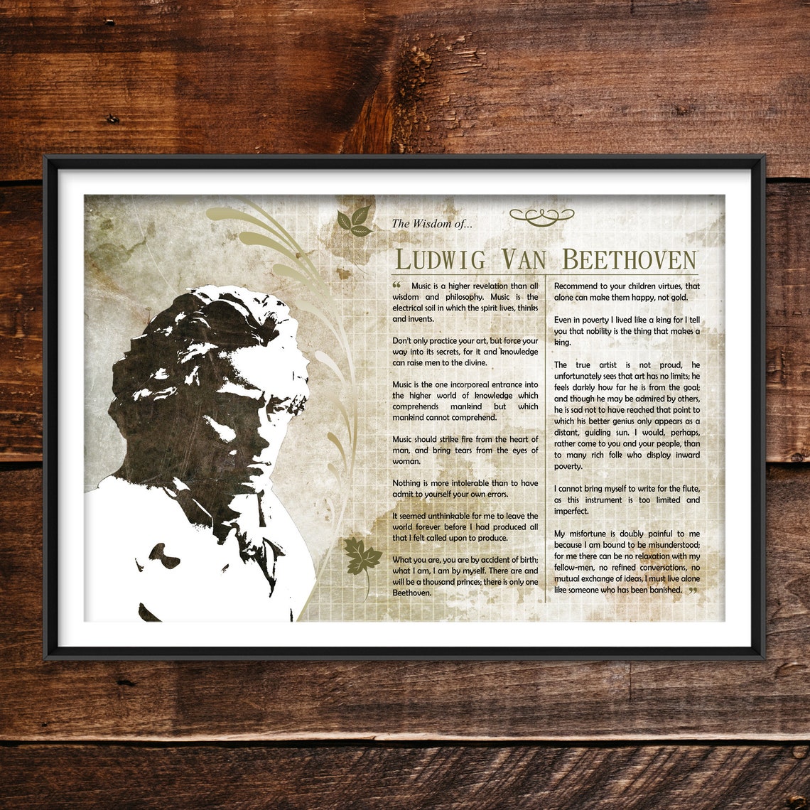Ludwig van Beethoven Quotes Poster Wisdom Collage Composer Decor Gift