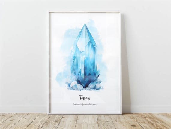November Birthstone Print Topaz Birth Stone Wall Decor For Crystal Lover Poster Gemstone Flower Art Rock