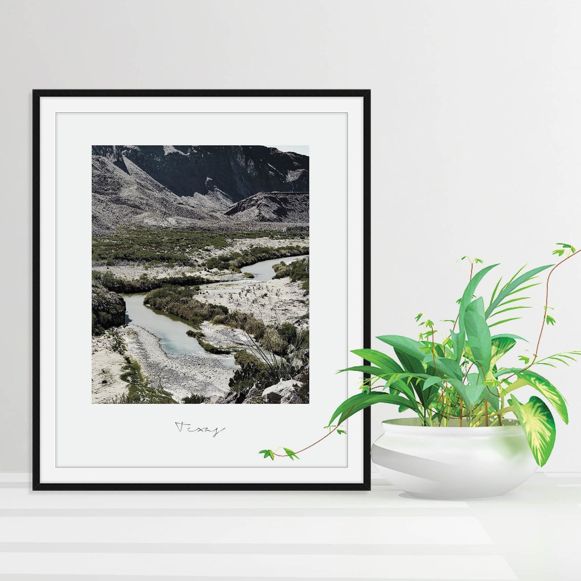 Texas Desert River Canyon Landscape Scenic Photography Poster