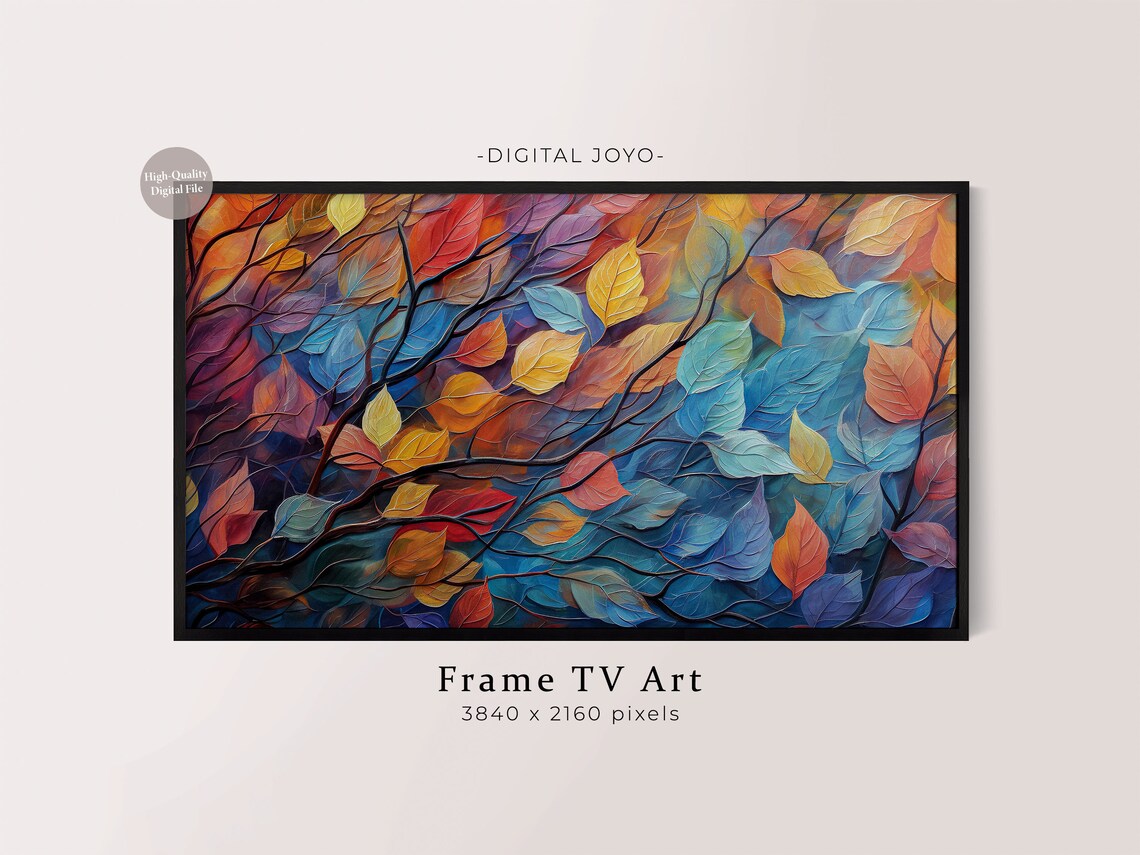 Abstract Autumn Leaves Painting Samsung Frame Tv Art