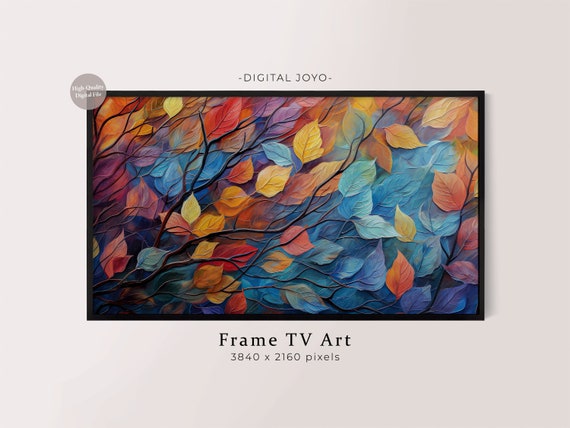 Abstract Autumn Leaves Painting Samsung Frame Tv Art
