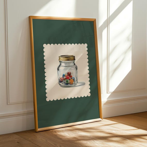 Forest Green Candy Jar Vintage Kitchen Print