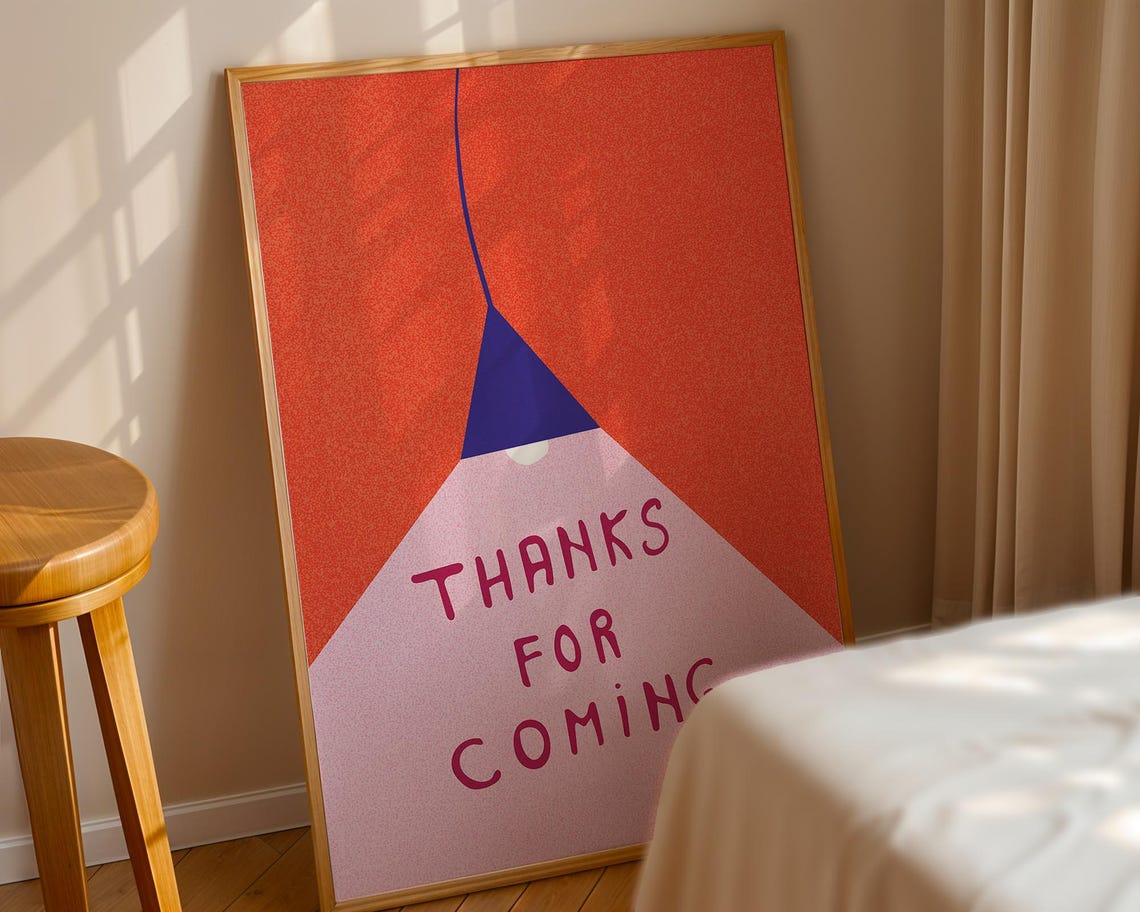 Thanks For Coming Retro Party Hat Playful Doodle Whimsical Print