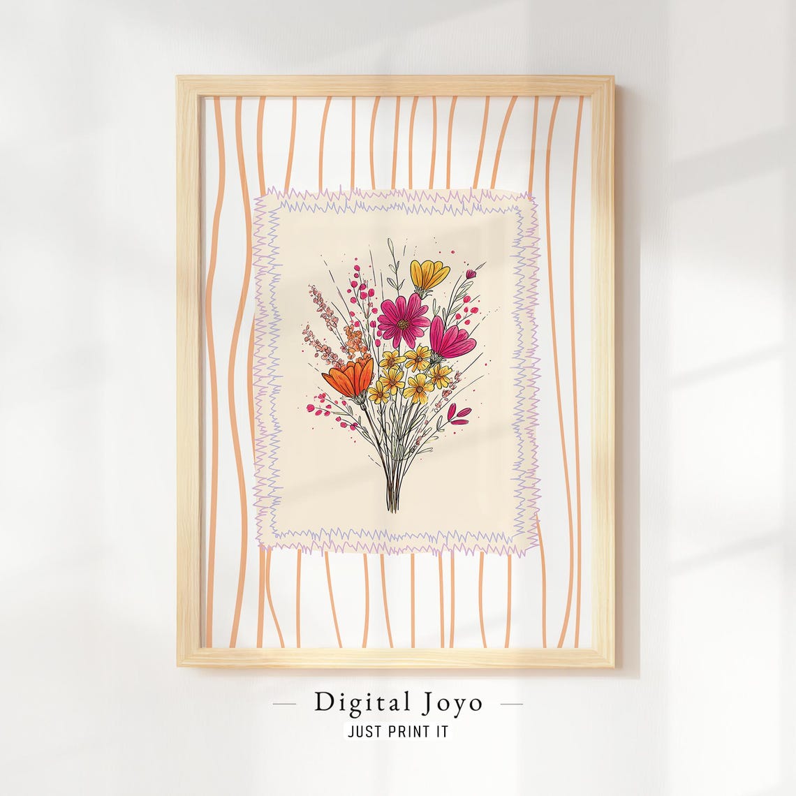 Floral Doodle Bouquet Print Botanical Nursery Wall Art