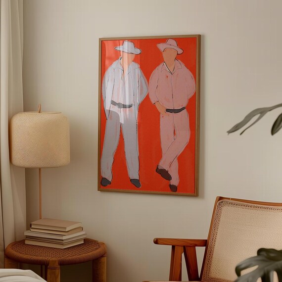 Modern Cowboy Vintage Decor Art Print, Western Style