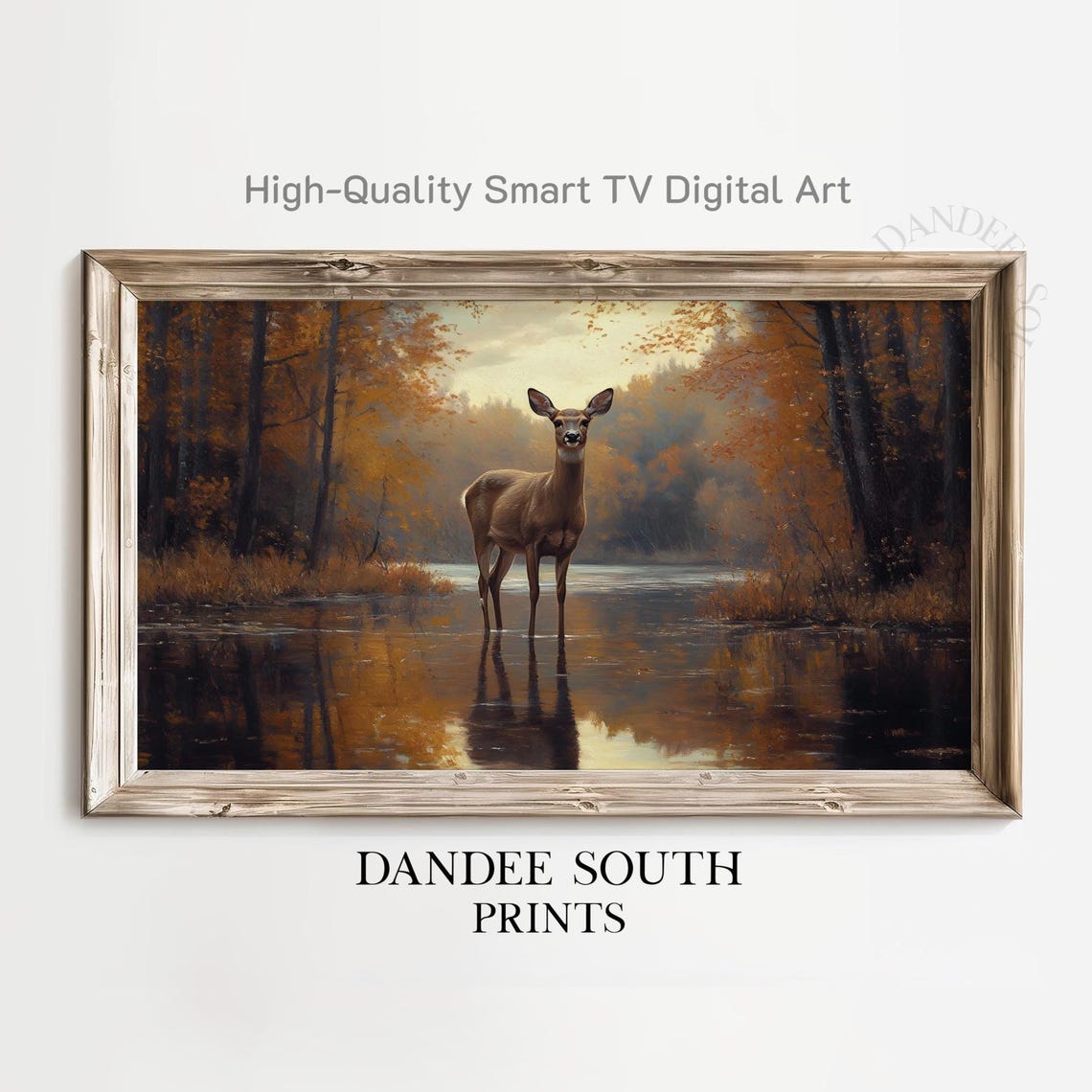 Fall Deer Tv Art For Frame Smart Vintage Autumn Landscape Painting Rustic Wildlife Home Decor Tv104