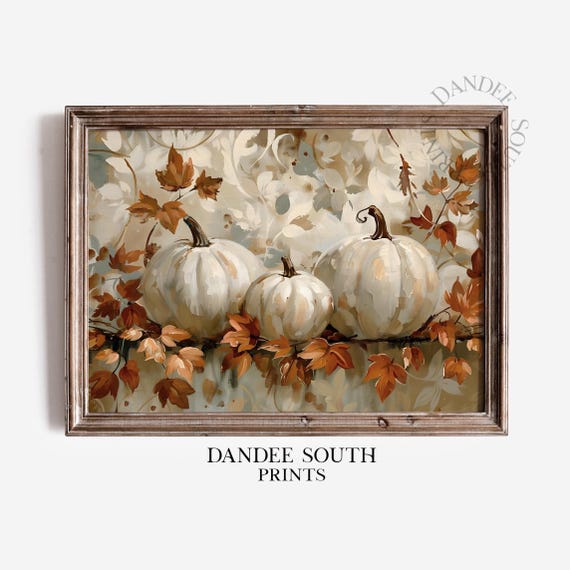 Rustic Fall Pumpkins Wall Art Autumn Leaves Thanksgiving Decor Vintage Farmhouse 587