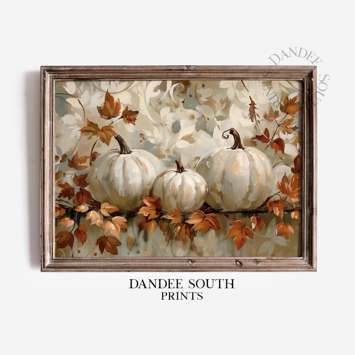 Rustic Fall Pumpkins Wall Art Autumn Leaves Thanksgiving Decor Vintage Farmhouse 587