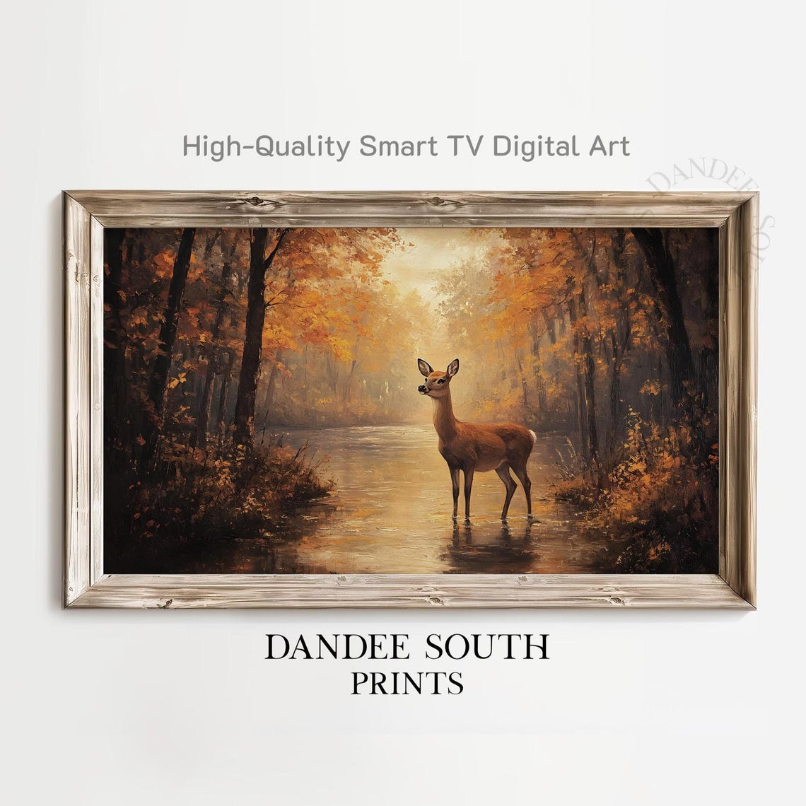 Fall Deer Tv Art For Frame Smart Vintage Autumn Landscape Painting Rustic Wildlife Home Decor Tv103