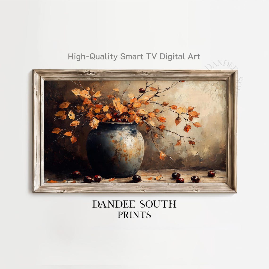 Fall Floral Vase Tv Art For Frame Smart Autumn Leaves Still Life Rustic Farmhouse Display Tv195