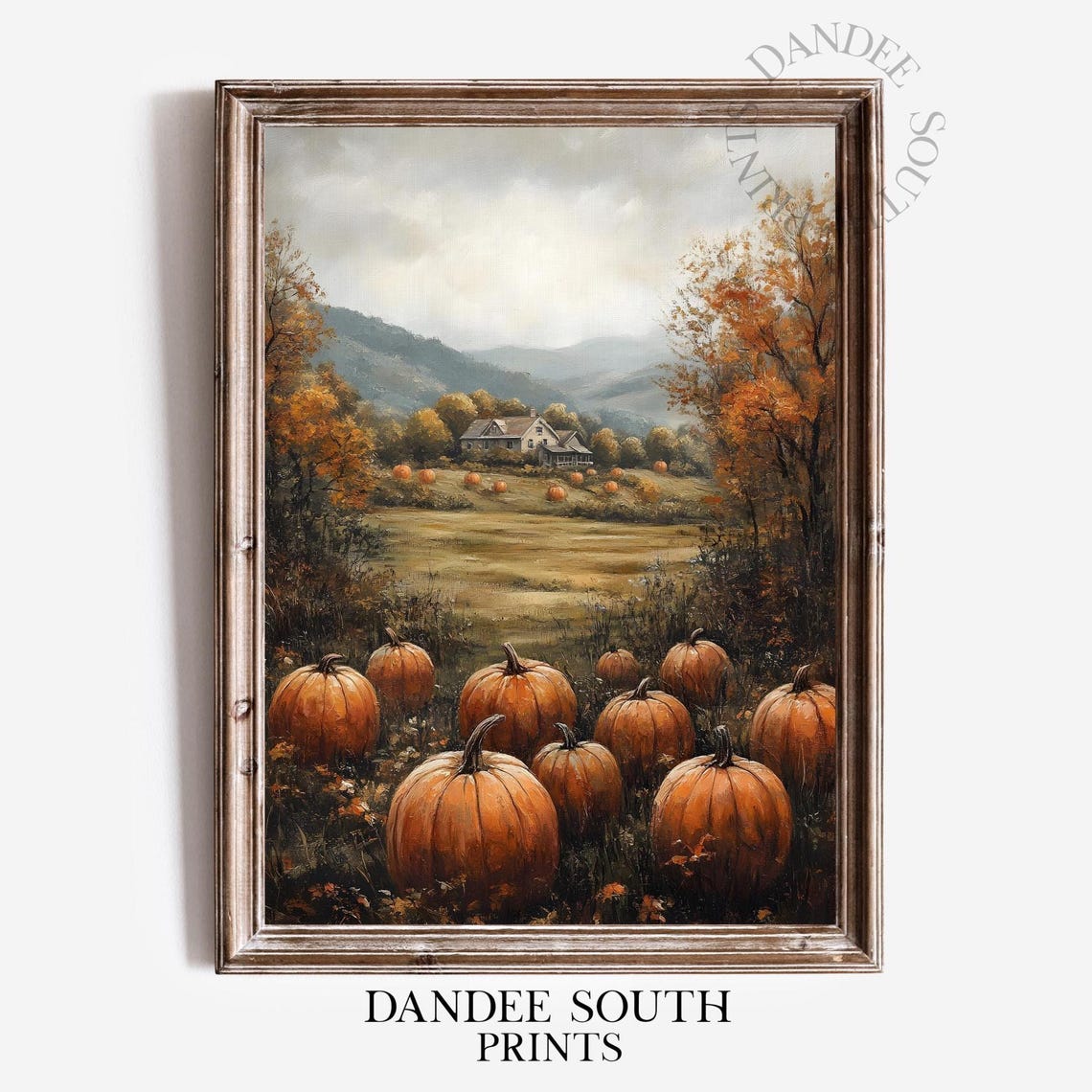 Autumn Pumpkin Farm Vintage Fall Landscape Oil Painting Poster