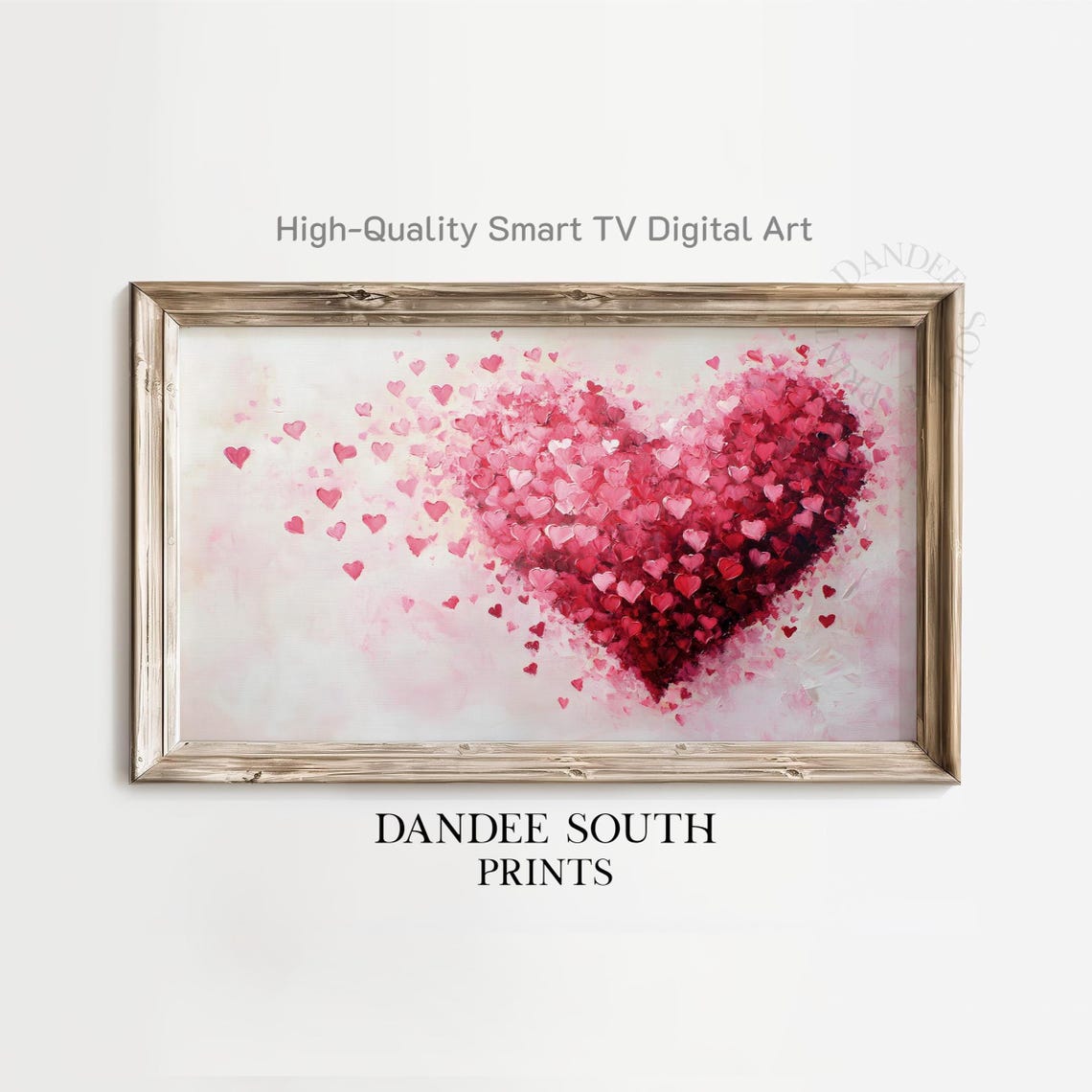 Pink Watercolor Heart Made of Tiny Hearts Romantic Love Art Poster