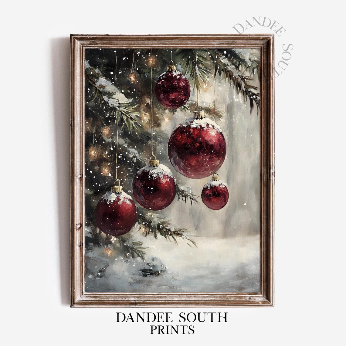 Christmas Red Ornaments Oil-Painting Art Print
