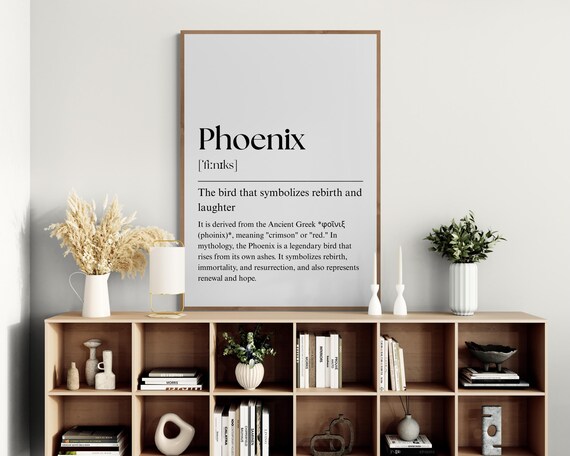 Phoenix Definition Minimalist Mythology Dictionary Typography Poster