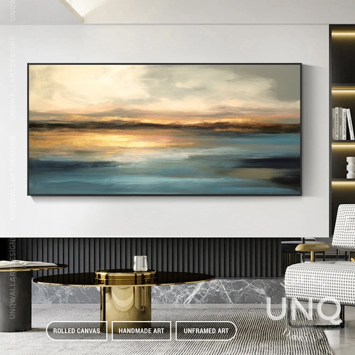 Gold Sunrise Seascape Art Print, Bedroom Decor - Image 4