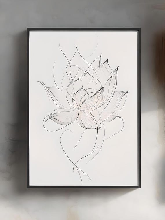 Flower Wall Art Minimalist Black And White Decor