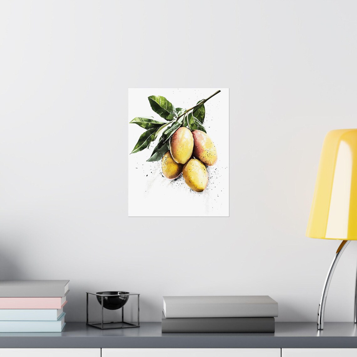 Ripe Mangoes On The Branch Watercolor Fruit Kitchen Wall Poster - Image 2