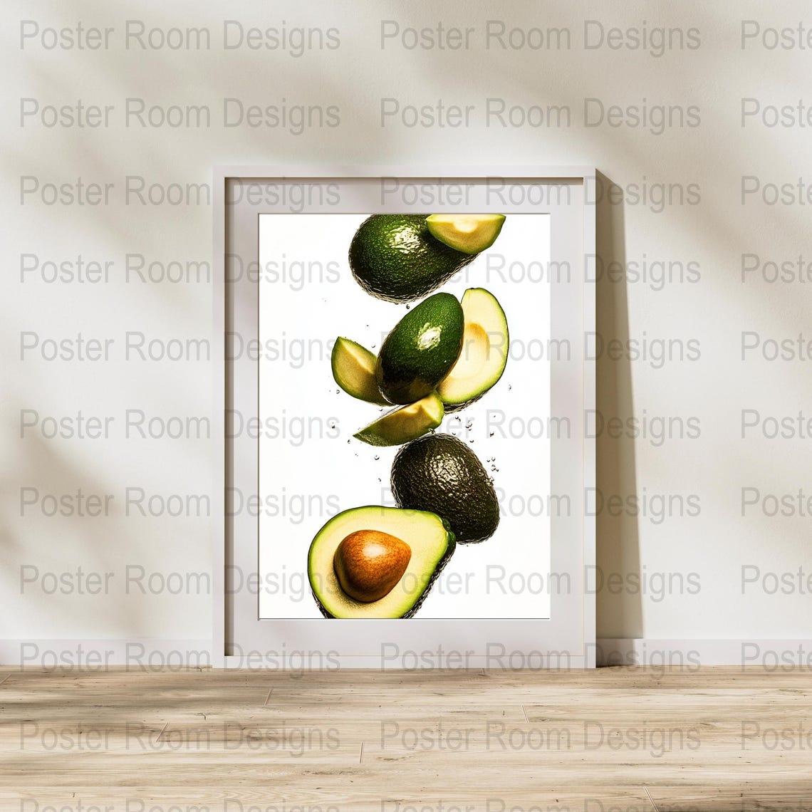 Floating Avocado Halves in Modern Food Photography Style Poster - Image 2