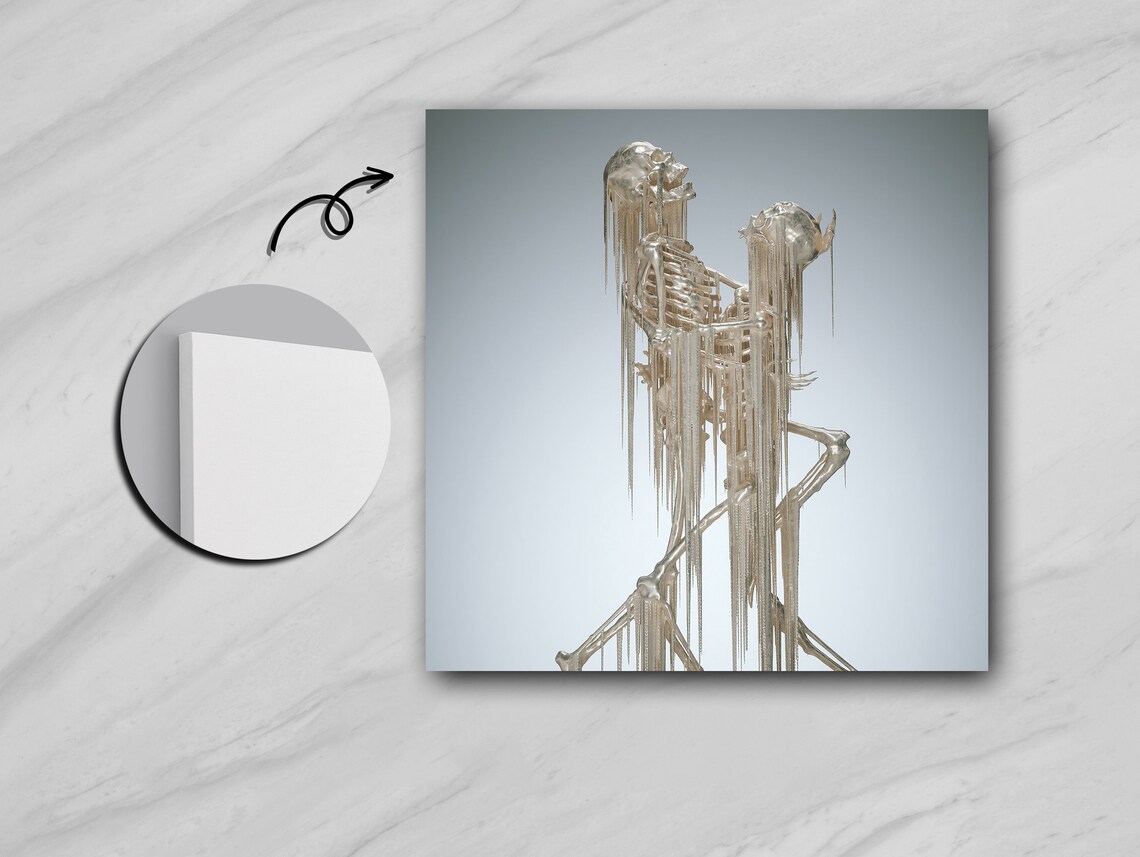 Embracing Skeleton Couple, Celestial Love Art Print - Image 5