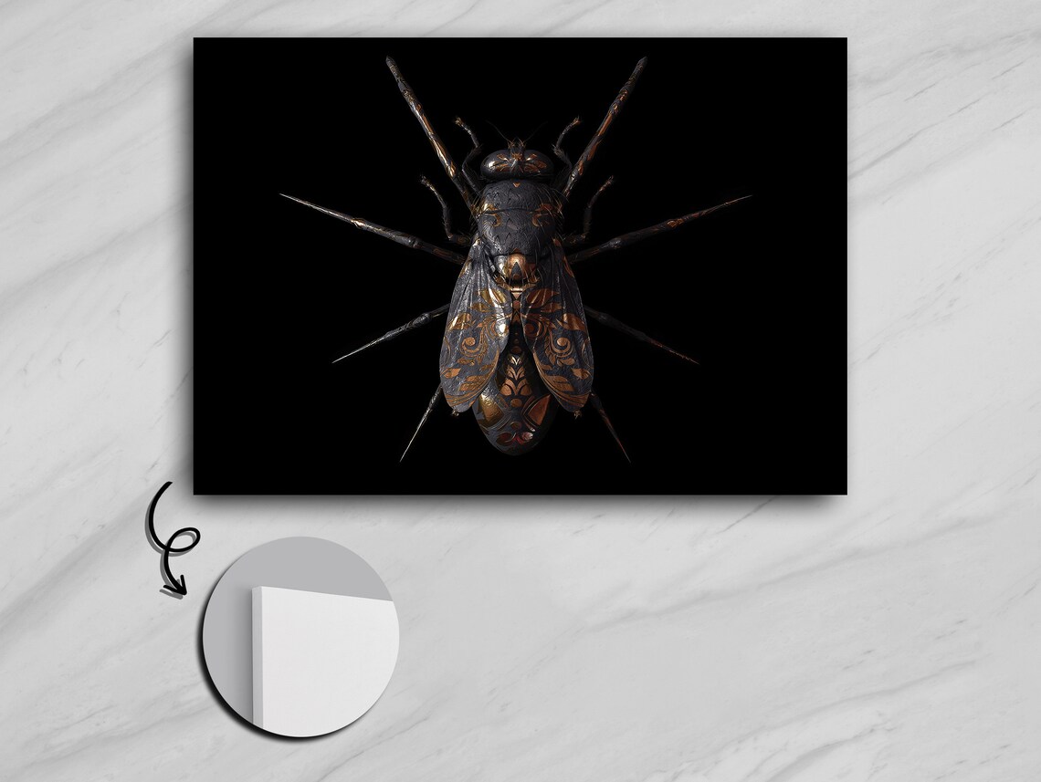 Elegance In Abstraction Copper Patterned Fly Art Print - Image 5